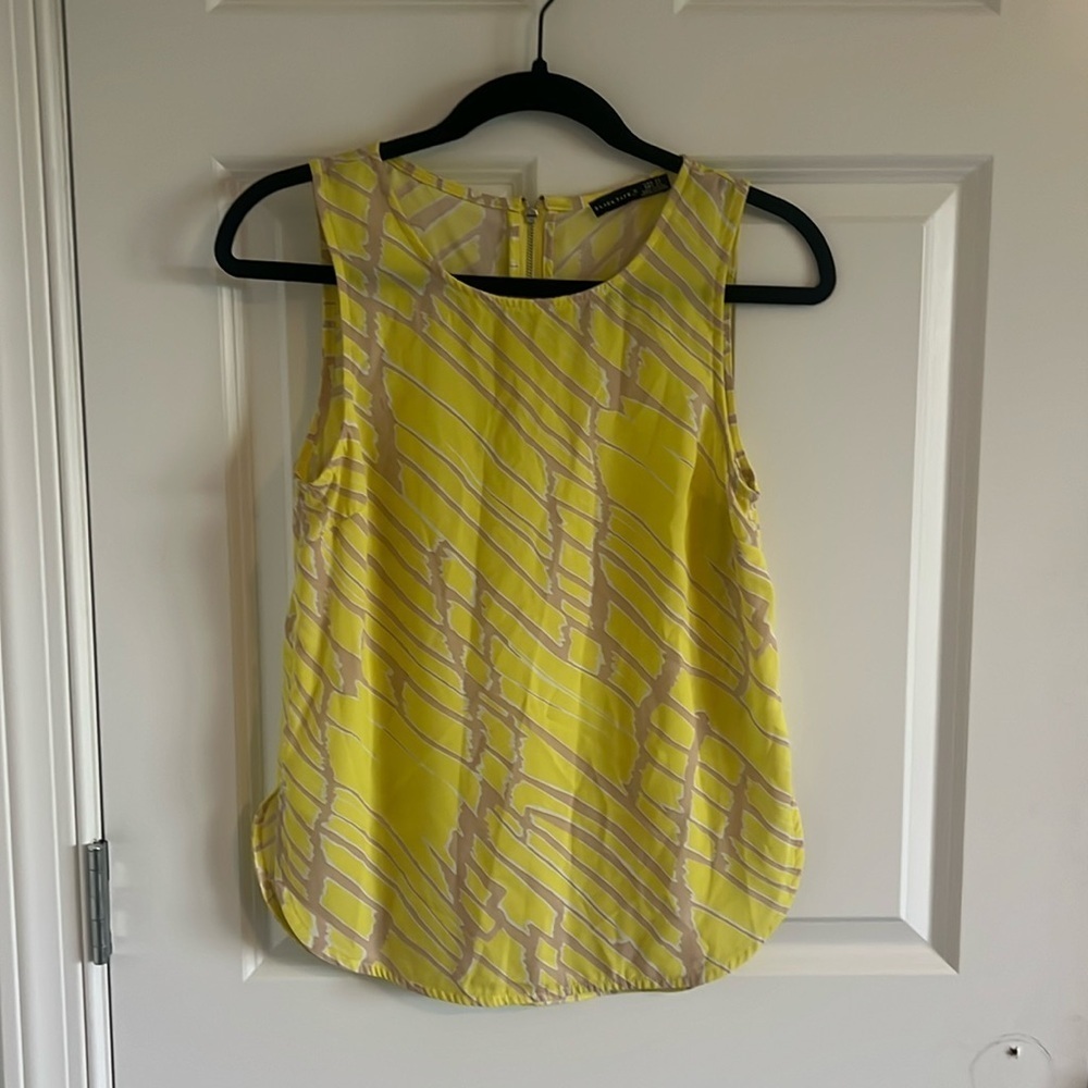 Black Tape_ Size XS Neon Yellow/Nude Industrial Zip Top